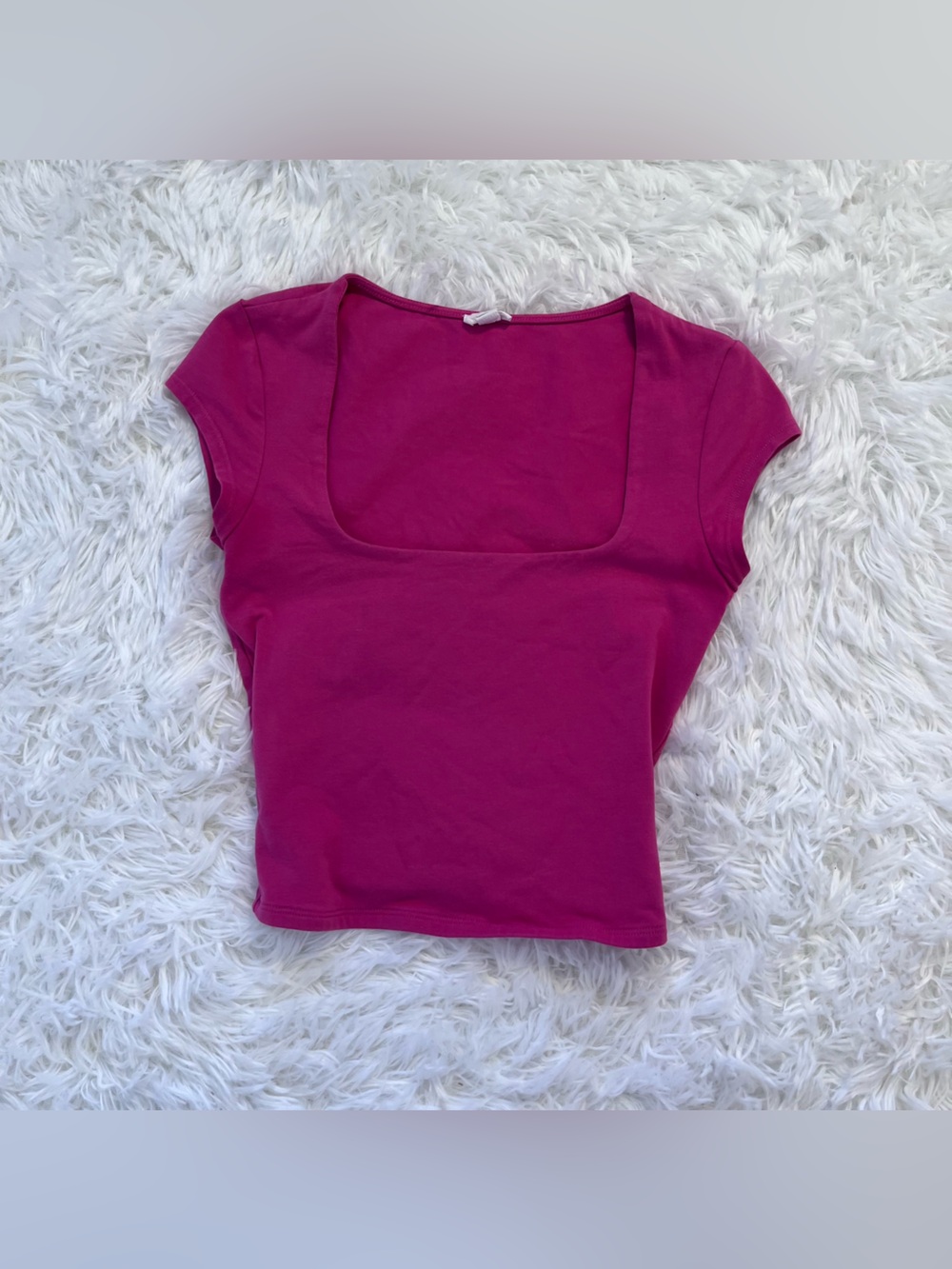 garage pink square neck top xs